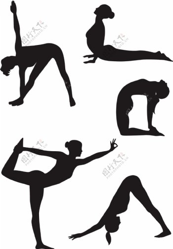 女性瑜伽姿势剪影