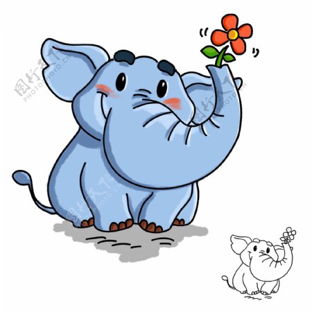 胖胖的小象简笔画插画