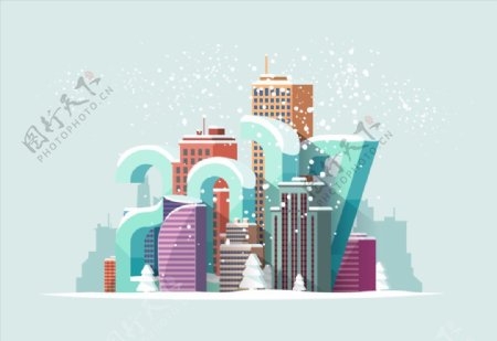 创意建筑2017新年背景