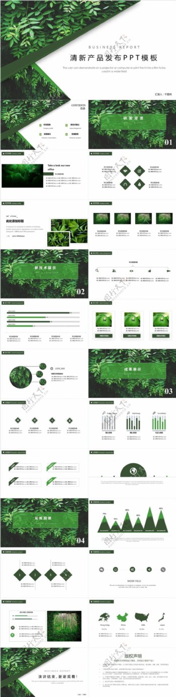 小清新绿色产品发布PPT模板