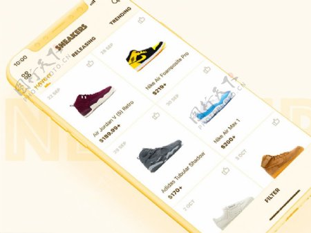 运动鞋购买应用页面Sketch素材