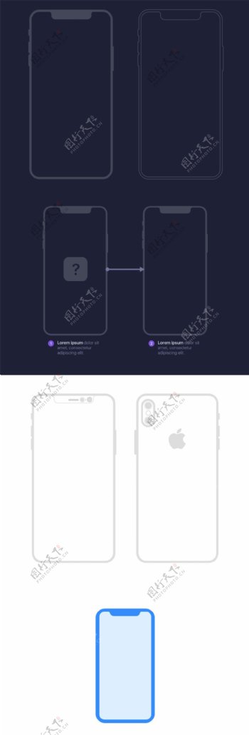 iPhoneX线框模型sketch素材