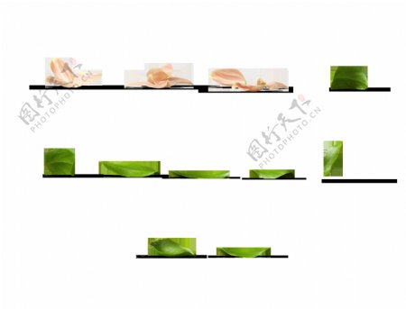 绿色漂浮叶子装饰png元素素材