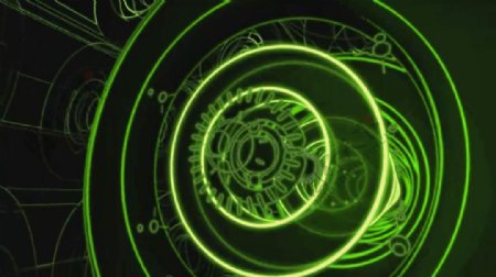 荧光绿色圆环旋转缩放视频素材