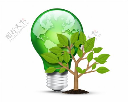 绿色灯泡与树木icon图标