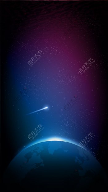 蓝色地球流星H5背景素材