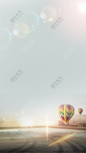 彩色气球广场H5背景素材