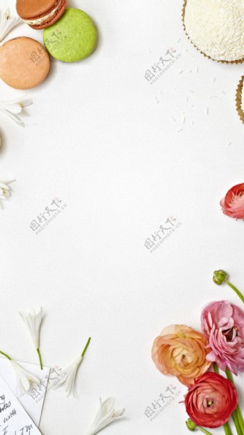 手绘彩色花朵H5背景素材