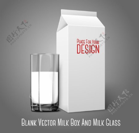 矢量牛奶杯牛奶包装插画设计