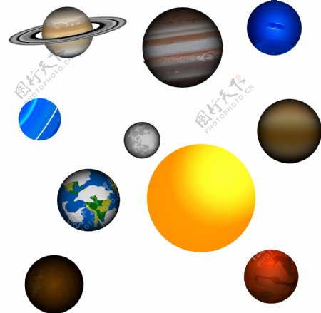一组各大行星设计素材