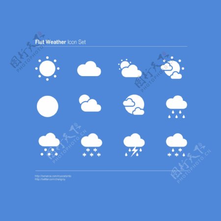 天气白色图标psd素材icon