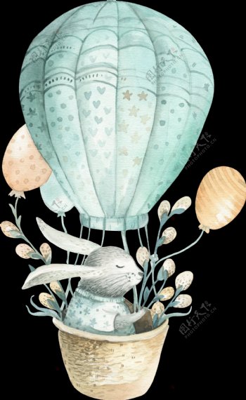 小清新手绘热气球装饰图案