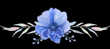 手绘立体蓝色花透明装饰图案