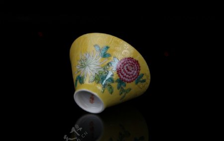 景德镇瓷器扒花粉彩单杯
