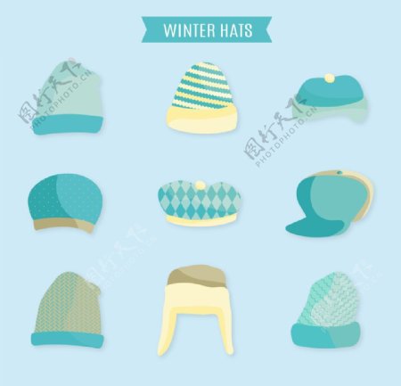 蓝色冬季帽子图案