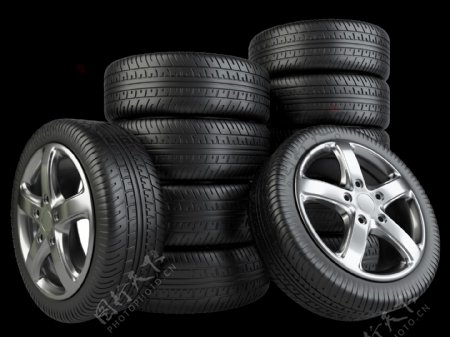 黑色汽车花纹轮胎png元素素材
