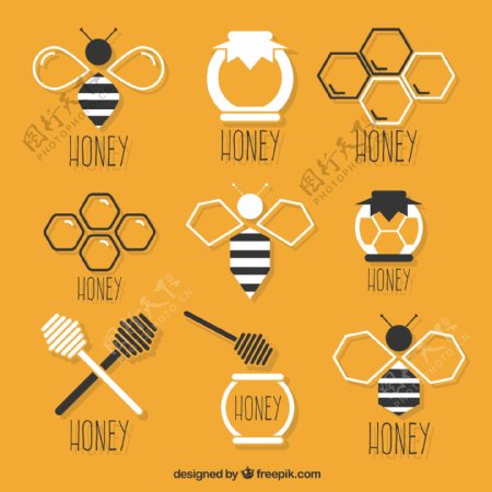 9款精致蜂蜜元素图标矢量素材