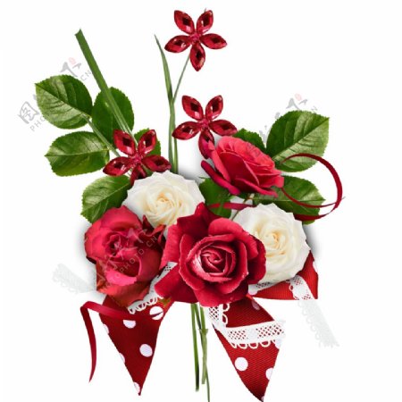 情人节红玫瑰白玫瑰png元素素材