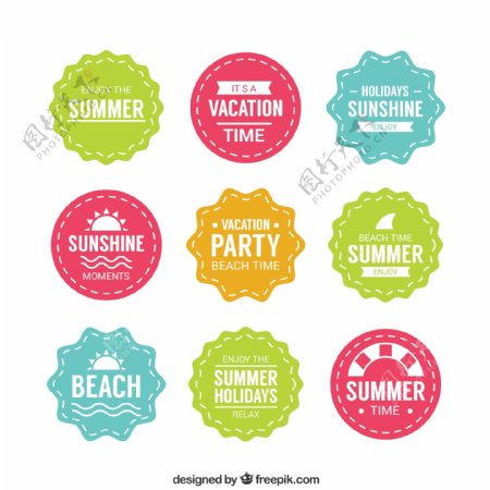 9款彩色夏季度假标签矢量