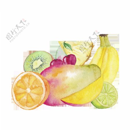 彩色手绘卡通透明水果素材