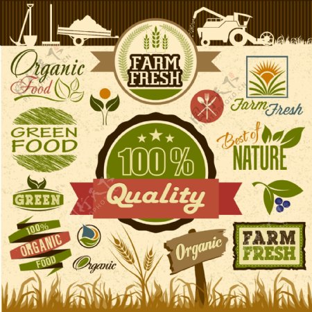 小麦绿色食品环境保护相关矢量素材
