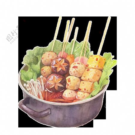 香菇蔬菜火锅素材图片