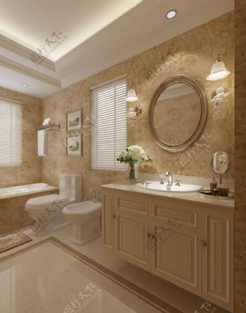 浴室暖色欧式效果图