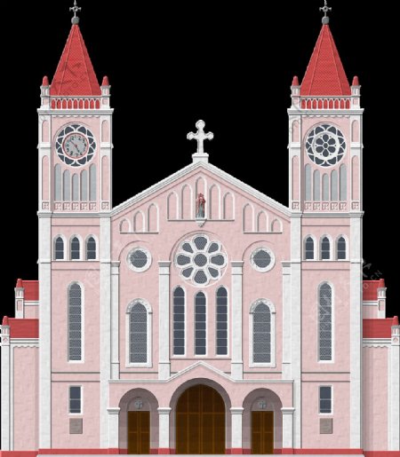 漂亮粉红色大教堂免抠png透明图层素材