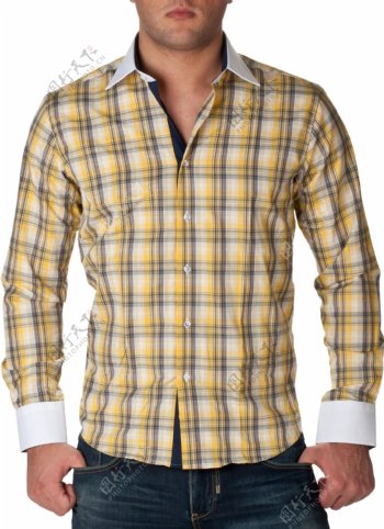 黄色格子衬衫免抠png透明图层素材