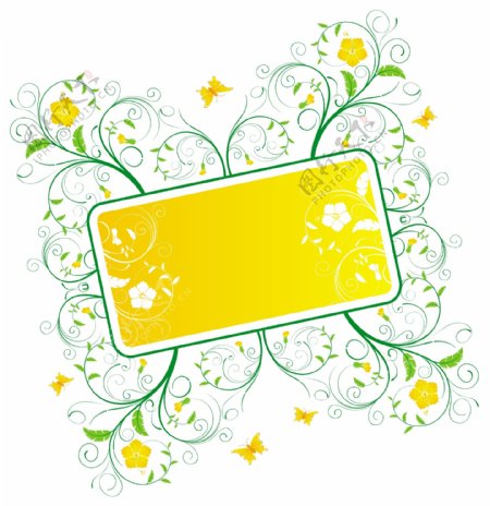 黄绿色花纹卡通矢量素材