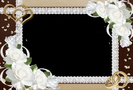 白玫瑰婚礼边框免抠png透明图层素材