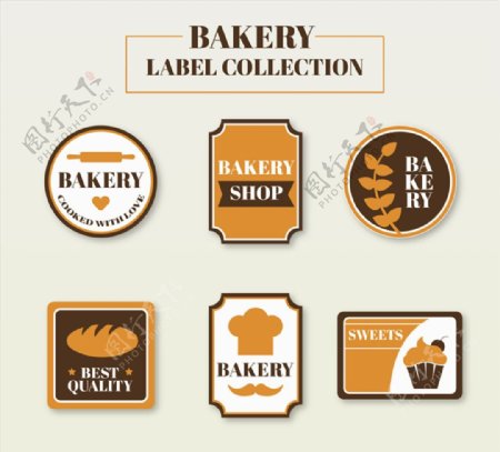 6款创意面包店标签矢量图