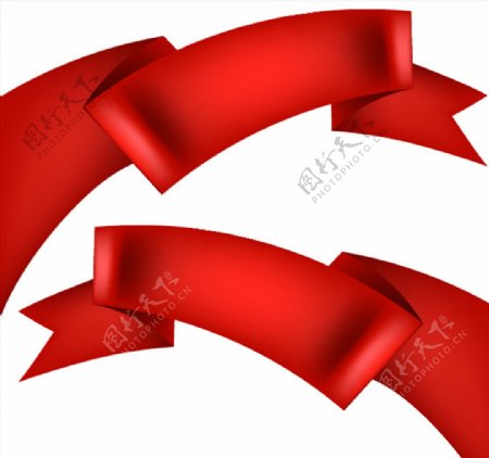 红色立体丝带标签横幅矢量素材