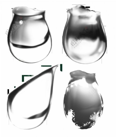 四颗透明水珠水滴免抠png透明图层素材