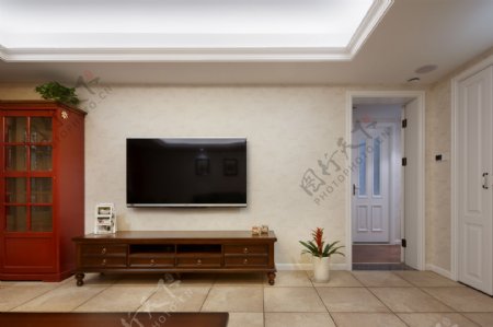 美式客厅电视背景装修效果图