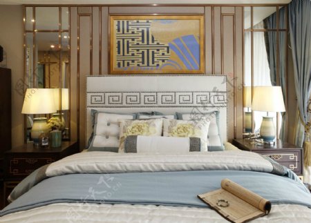 中式典雅时尚卧室装饰画效果图