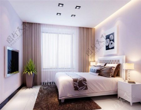 卧室简单电视墙装修设计效果图