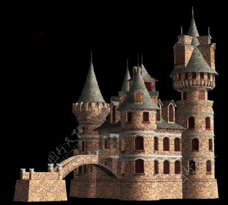 红砖青瓦的城堡免抠png透明图层素材