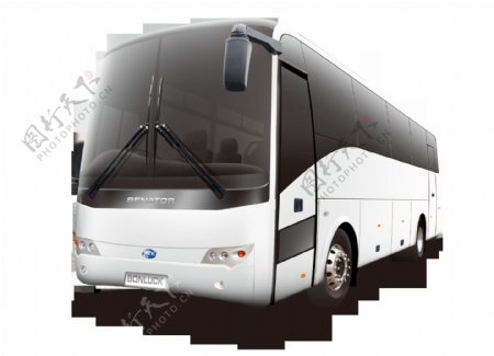 白色旅游巴士免抠png透明图层素材