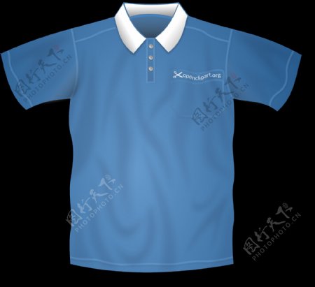 蓝色t恤寸衫免抠png透明图层素材