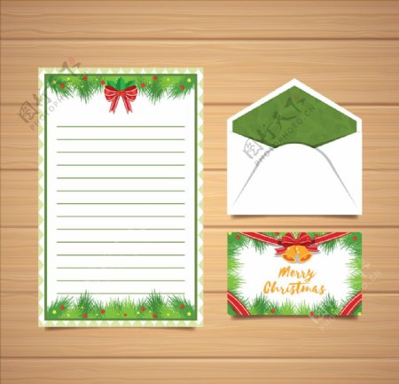 圣诞树信纸信封模板设计