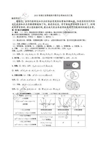 数学人教新课标A版浙江省普通会考知识点汇集