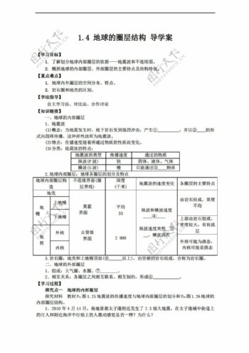 地理人教版1.4地球的圈层结构