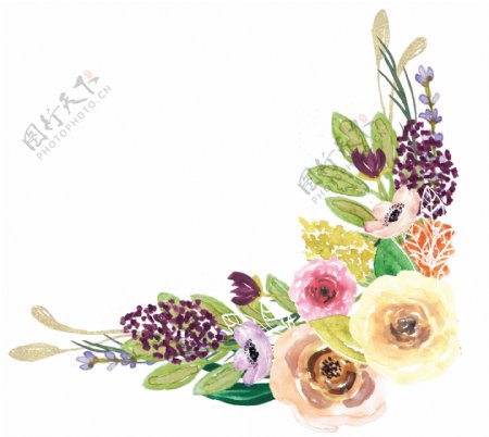 多彩盛开花卉卡通透明素材