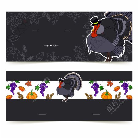 黑色火鸡感恩节海报模板背景41