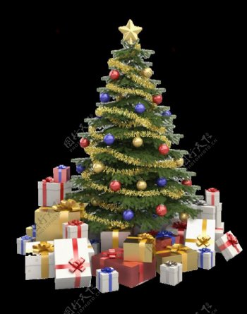 精美圣诞树圣诞礼物PNG元素
