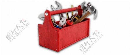 装满的红色工具箱免抠psd透明素材