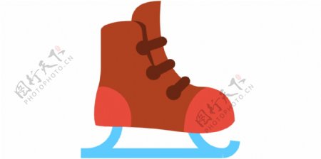 卡通红色冰鞋免抠psd透明素材