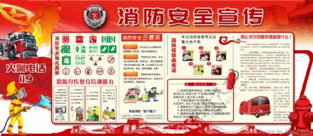 消防安全宣传红色中国风展板PSD源文件