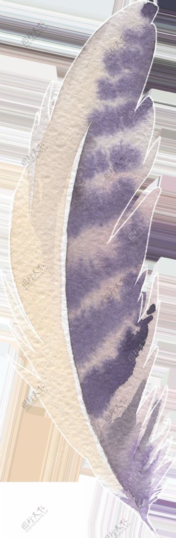 黄紫羽翼卡通水彩透明素材